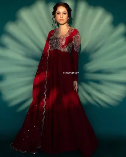 Nushrratt Bharuccha Inspired Chinon Embroidery Gown