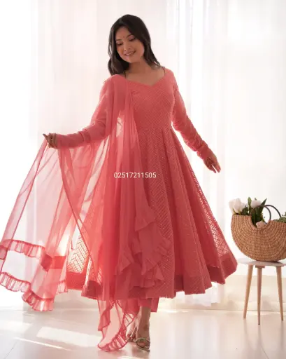 Classic Lukhnowi Georgette  Anarkali Suit Set