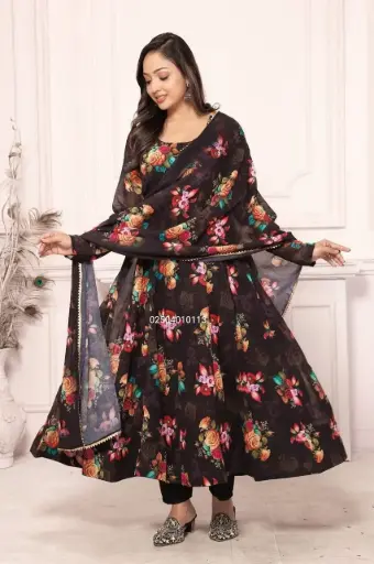 Faux Georgette Floral Printed Anarkali Suit 