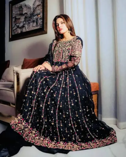 Faux Georgette Codding Sequins Embroidery Black Top, Plazo and Dupatta Set