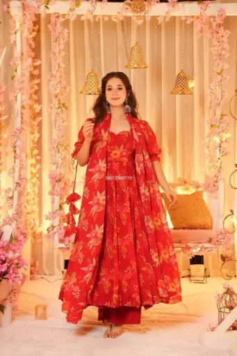 Festive Wear Tabby Organza Anarkali Suit