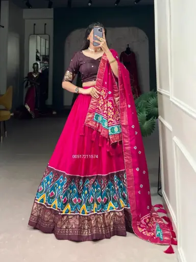 Ready to Wear Traditional Dola Silk Printed With Foil Work Lehenga Choli