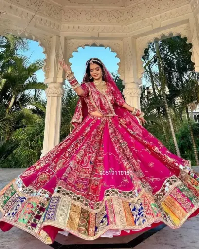 Heavy Muslin Cotton With Digital Print With Real Mirror Work  Printed Lehenga Choli