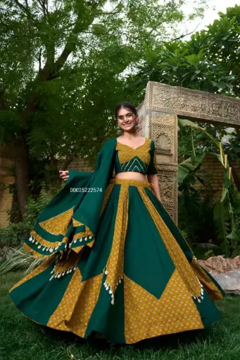 Pure Cotton Lehenga Choli with Stitched Blouse and Dupatta