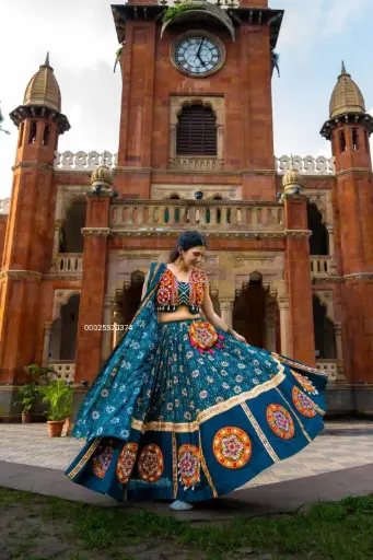 Pure Rayon Printed & Gamthi work Traditional Lehenga Choli 