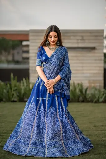Vaishali Silk Bandhani Lehenga Choli with CanCan & Canvas