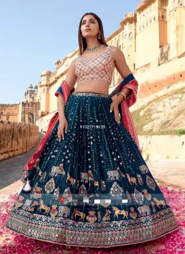 Faux Georgette Silk Traditional Lehenga Choli with Dupatta