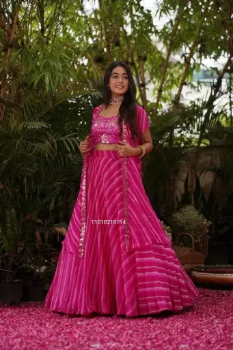 Georgette Embellished With Beautiful Digital Print Lehenga Collection