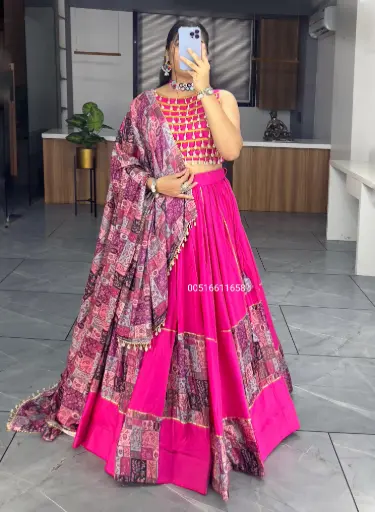 Pure Rayon Cotton Printed Patch Work Lehenga Collection
