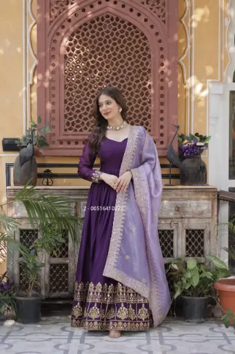 Star Georgette With Embroidery Zari & Sequins Work Designer Readymade Gown