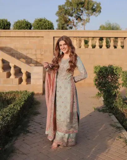 Faux Georgette Embroidered Sharara Set with Sequence Work and Dupatta