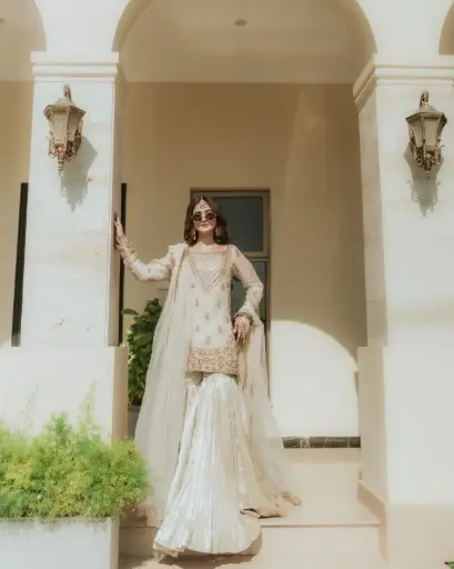 Faux Georgette Embroidered Sharara Set with Soft Net Dupatta