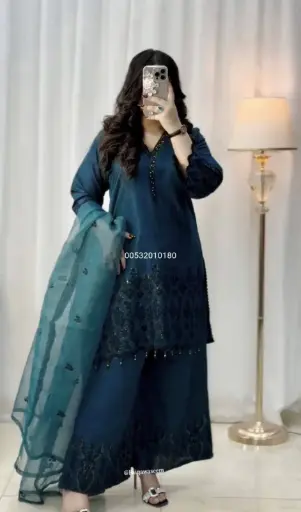 Roman Silk Cotton Beautiful Kurti-Plazzo Set
