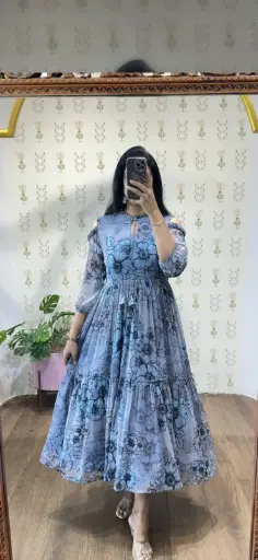 Faux Georgette Floral Print Maxi Dress Collection 