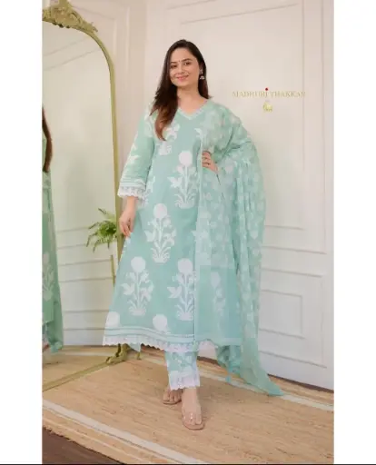 Summer Special Cotton kurta Pant with Mulmul Dupatta