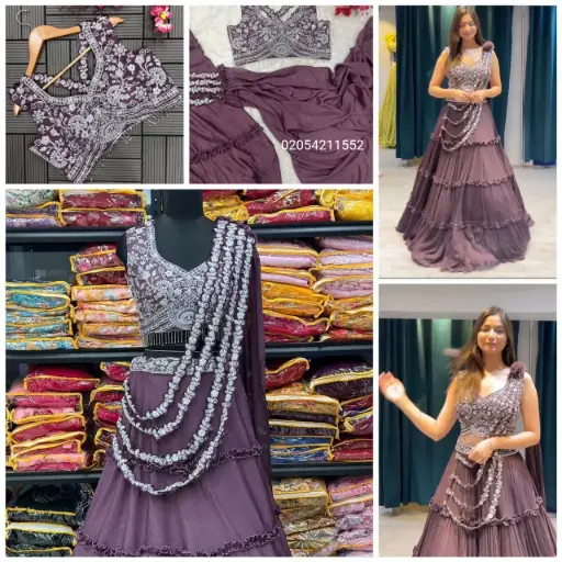 Floral Frilled With Embroidery Coding Work Wedding Lehenga Choli