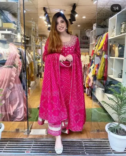 Party or Festive wear Pink Anarkali Suit Set