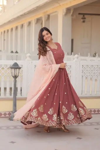 Partywear Designer Anarkali Gown With Dupatta